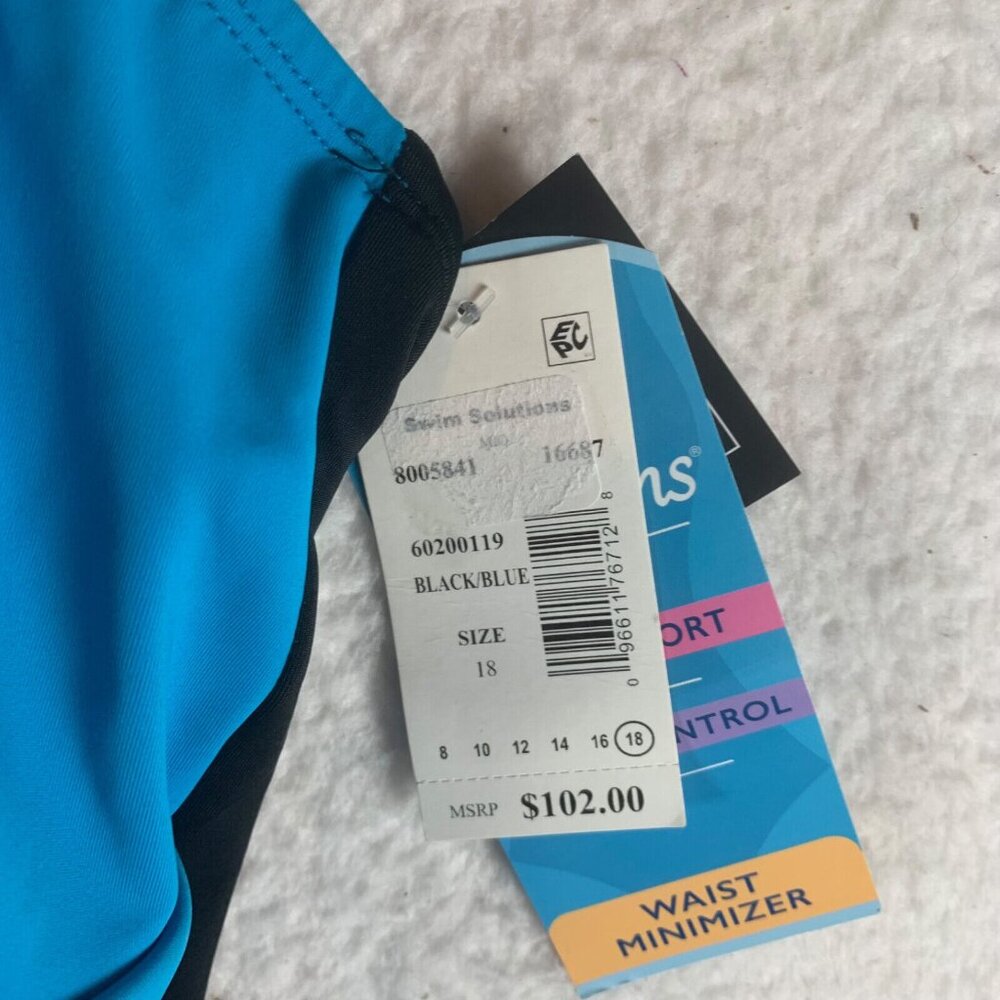Swim Solutions Women's Ruched Front High Neck One Piece Swimsuit Size 18 NWT - Picture 3 of 10